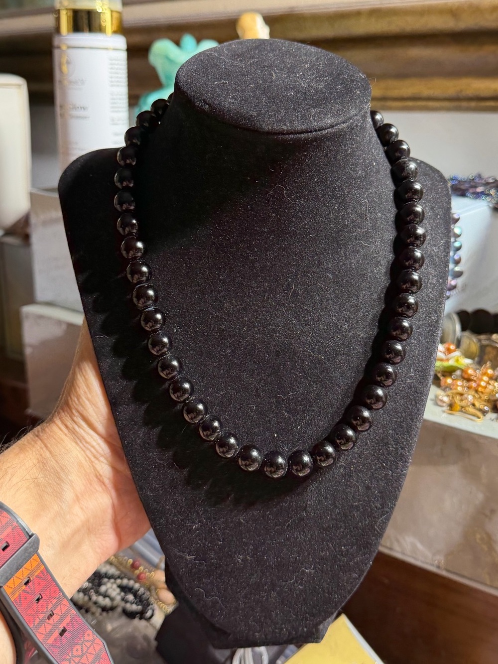 Vintage You & I Black Beaded Necklace